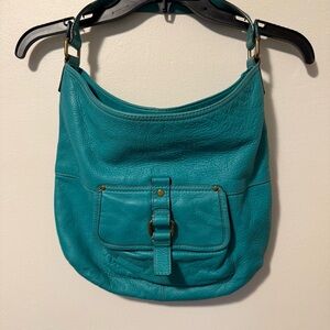 Tommy Hilfiger Teal Leather Shoulder Bag
